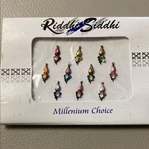 Multicolor Nose face India facial jewelry set